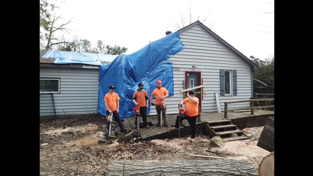 Powell Tree Services crew after completing the emergency job